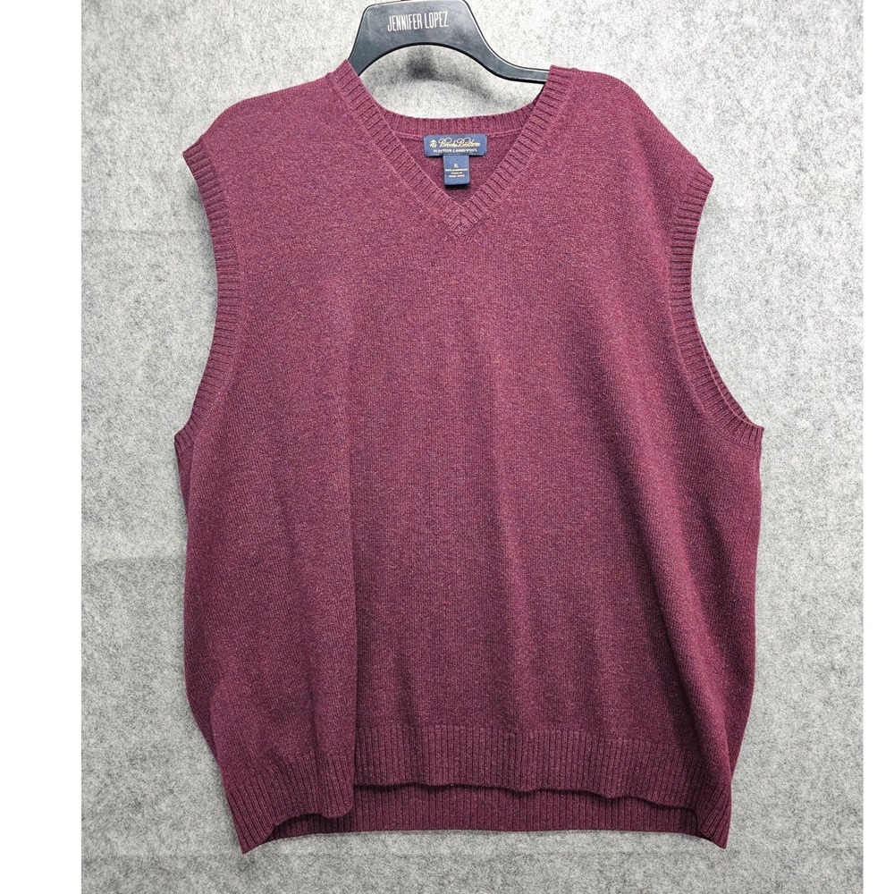 Brooks Brothers Mens XL Burgundy Scottish Lambswool V-Neck Sweater Vest